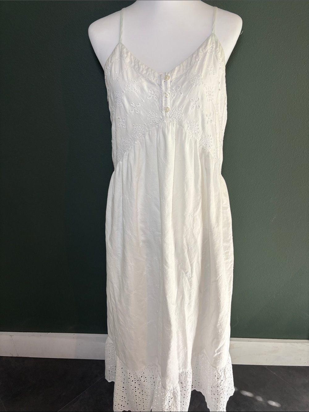 White Eyelet Cotton Hippie Boho Cottagecore Maxi Dress
